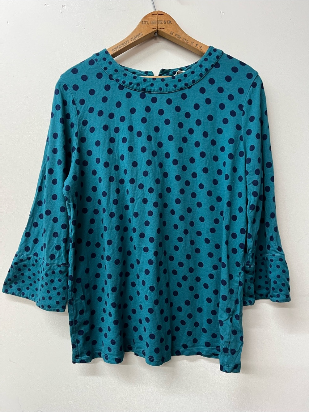 Boden Teal Polka Dot Blouse - Relaxed Sleeve Top